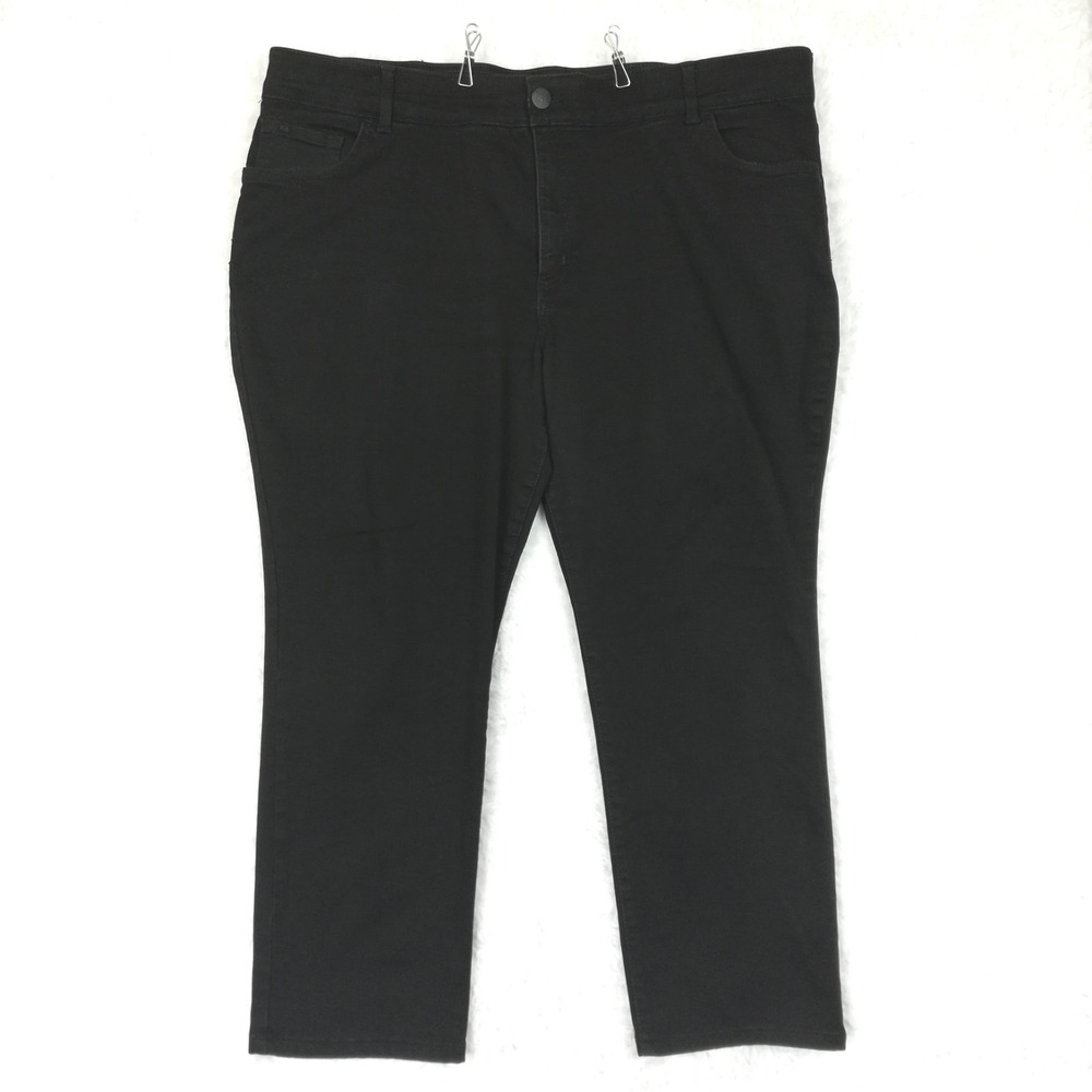 Lee Womens Jeans Flex Motion Straight Leg Black Denim Mid Rise Regular Plus 24W